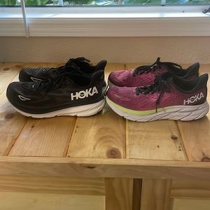 HOKA Womens Shoes Size 7.5 Wide Cliftons 8 & 9. You get both pairs!